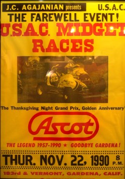 Poster for the final event at Ascot Raceway on Thursday Nov 22 1990.
